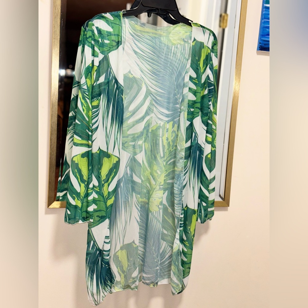 Tropical Green Leaf Print Jumpsuit - Picture 6 of 6
